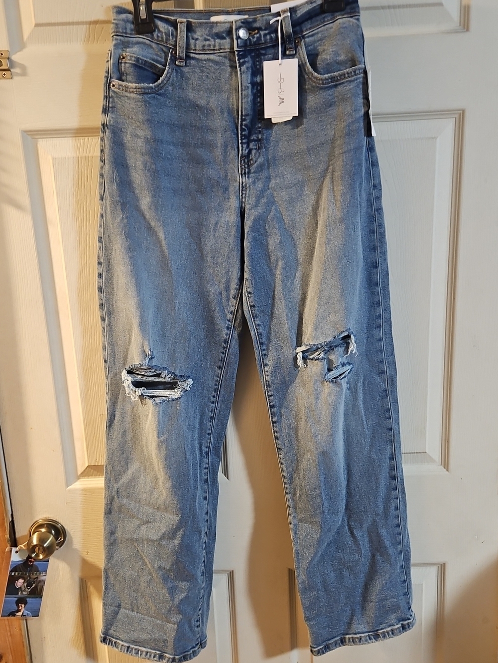 Jessica Simpson Women's Zinnia Wide Leg Boyfriend Jeans: DISTRESSED: NWT: SZ 2